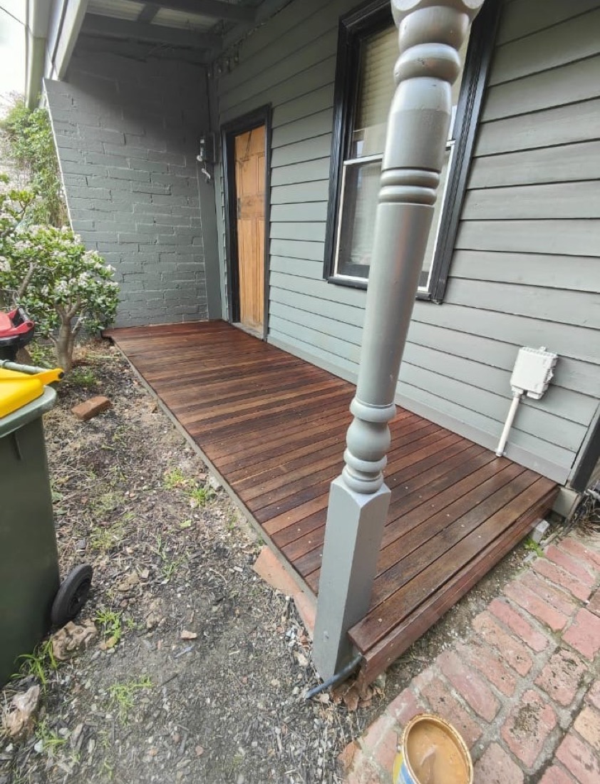 Deck freshly sanded and oiled to a rich finish