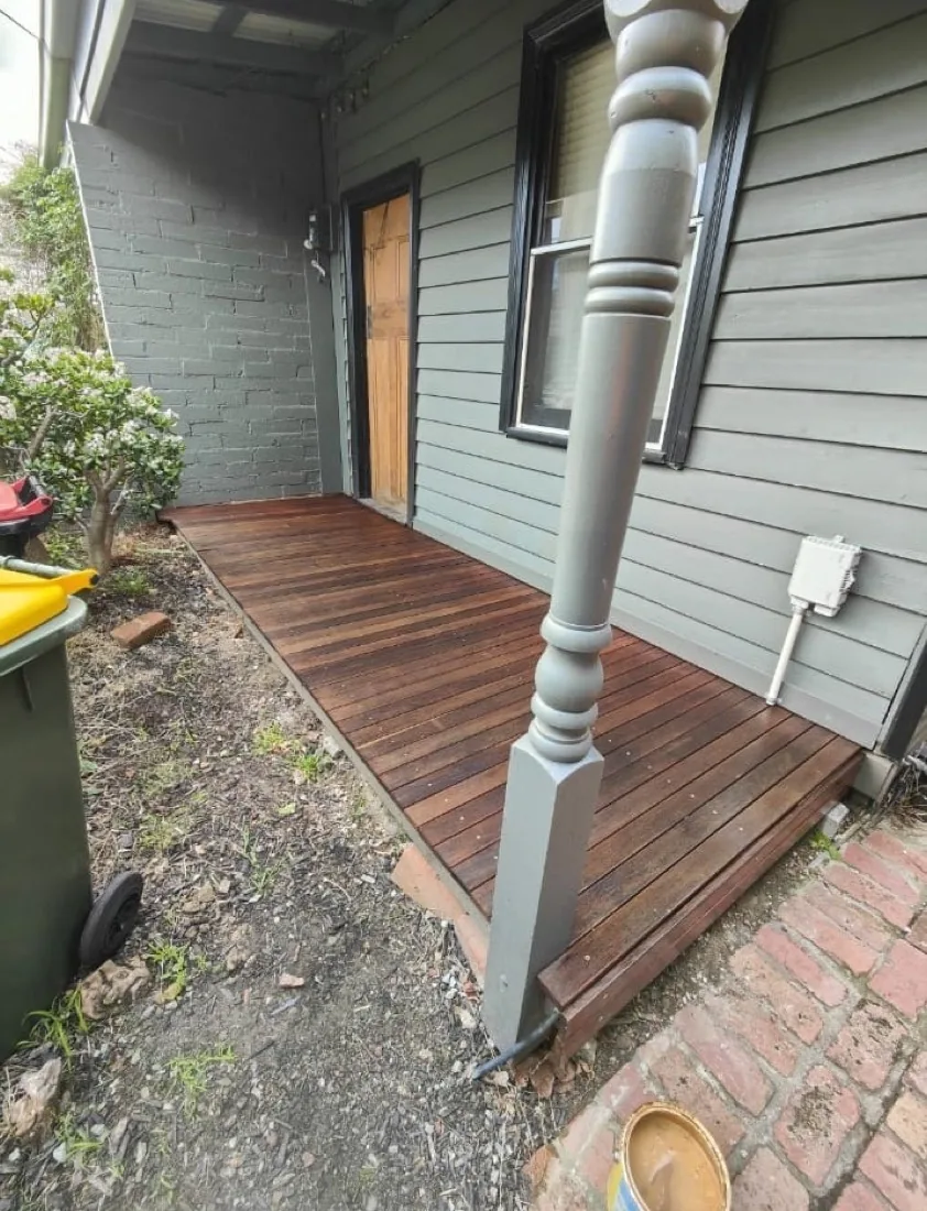 Deck freshly sanded and oiled to a rich finish