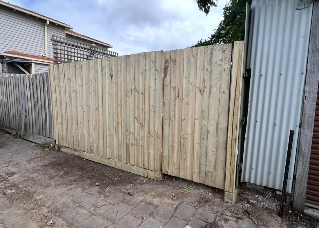 New timber paling fence, straight and solid
